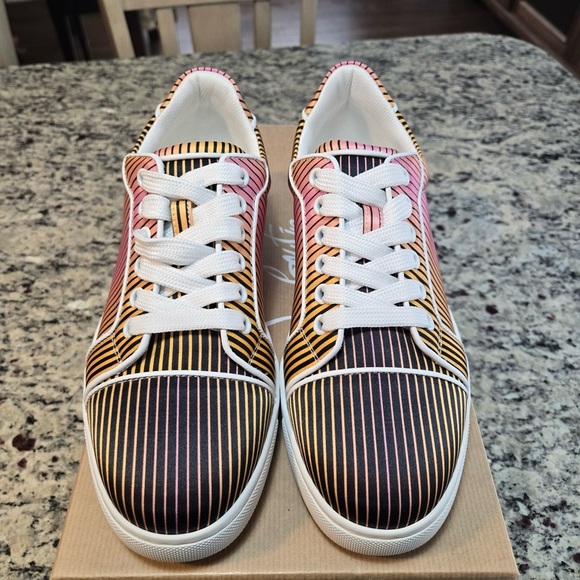 NEW Christian Louboutin Fun Vieira Orlato Flat Sneaker in Orange and Pink 37.5 - Picture 3 of 12